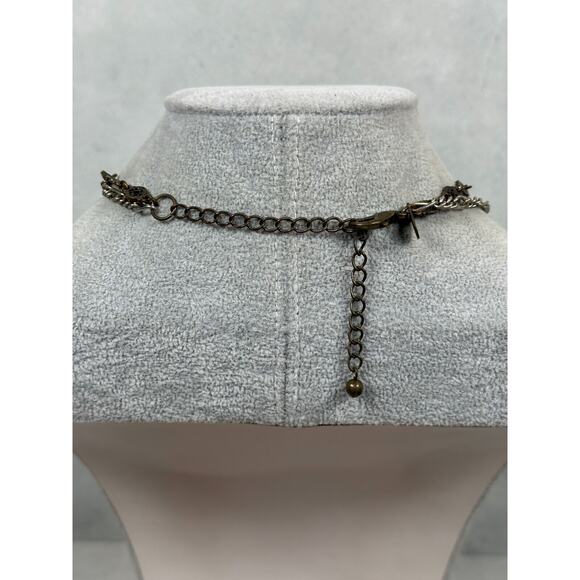 Chicos Necklace Pendant Y Drop Medallion Shell Layered Tassel Charm Bronze Tone - Picture 9 of 12